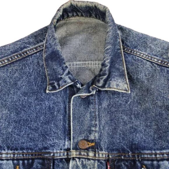 Levi Trucker Jacket Y2K Vintage Jaguar Sun Petroglyphs Logo Vintage Size Small - Picture 10 of 14